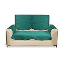 Fashion Throw Quilted Velvet 2 Seater Sofa Cover | Anti-Slip | Machine Washable | Sofa Slipcover | Teal with Armrest Covers