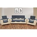Fashion Throw Quilted Velvet 5 Seater Sofa Cover | Anti-Slip | Machine Washable | Sofa Slipcover | Dark Grey with Armrest Covers