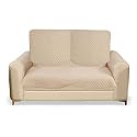 Fashion Throw Quilted Velvet 1 Seater Sofa Cover | Anti-Slip | Machine Washable | Sofa Slipcover | Beige (1 Seater)