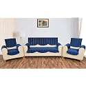 Fashion Throw Quilted Velvet 5 Seater Sofa Cover | Anti-Slip | Machine Washable | Sofa Slipcover | Navy with Armrest Covers