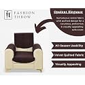 Fashion Throw Quilted Velvet 1 Seater Sofa Cover | Anti-Slip | Machine Washable | Sofa Slipcover | Brown with Armrest Covers