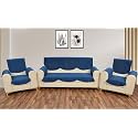 Fashion Throw Quilted Velvet 5 Seater Sofa Cover | Anti-Slip | Machine Washable | Sofa Slipcover | Navy with Armrest Covers