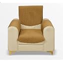 Fashion Throw Quilted Velvet 1 Seater Sofa Cover | Anti-Slip | Machine Washable | Sofa Slipcover | Golden with Armrest Covers