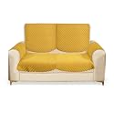 Fashion Throw Quilted Velvet 2 Seater Sofa Cover | Anti-Slip | Machine Washable | Sofa Slipcover | Yellow with Armrest Covers