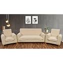 Fashion Throw Quilted Velvet 5 Seater Sofa Cover | Anti-Slip | Machine Washable | Sofa Slipcover | Beige with Armrest Covers