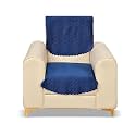 Fashion Throw Quilted Velvet 1 Seater Sofa Cover | Anti-Slip | Machine Washable | Sofa Slipcover | Navy (1 Seater)