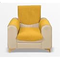 Fashion Throw Quilted Velvet 1 Seater Sofa Cover | Anti-Slip | Machine Washable | Sofa Slipcover | Yellow with Armrest Covers