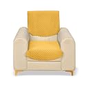 Fashion Throw Quilted Velvet 1 Seater Sofa Cover | Anti-Slip | Machine Washable | Yellow | Sofa Slipcover for Pets &amp; Kids (1 Seater)