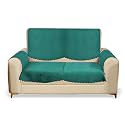 Fashion Throw Quilted Velvet 2 Seater Sofa Cover | Anti-Slip | Machine Washable | Sofa Slipcover | Teal with Armrest Covers