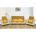 Fashion Throw Quilted Velvet 5 Seater Sofa Cover | Anti-Slip | Machine Washable | Sofa Slipcover | Yellow with Armrest Covers