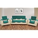 Fashion Throw Quilted Velvet 5 Seater Sofa Cover | Anti-Slip | Machine Washable | Sofa Slipcover | Teal with Armrest Covers