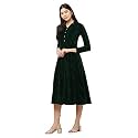 Women39s Midi Velvet Short DressWith Band Collar