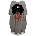 Fashion Women's African American Art Print Dress Casual Loose Dresses