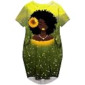 Fashion Women's African American Art Print Dress Casual Loose Dresses