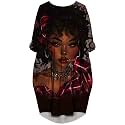 Fashion Women's African American Art Print Dress Casual Loose Dresses