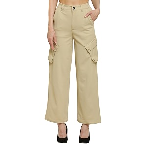 Fashion Womens Casual Cargo Pants Flared High