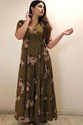 Fashion2wear Printed Georgette Stitched Anarkali Gown (Brown)