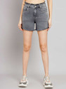 FashionFibre Solid Women Denim Grey Denim Shorts