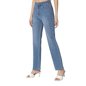 fashionfibre women39s high-rise straight fit stretchable jeans 26 light blue