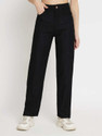 FashionFibre Women Straight Fit High Rise Black