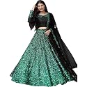 Women's Embellished Sequence Velvet Ethnic wear Semi-stitched Lehenga Choli With Dupatta Set (N-55468_Green)