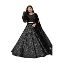 Women's Embellished Sequence Velvet Ethnic wear Semi-stitched Lehenga Choli With Dupatta Set (N-55469_Black)