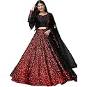 Women's Embellished Sequence Velvet Ethnic wear Semi-stitched Lehenga Choli With Dupatta Set (N-55470_Red)