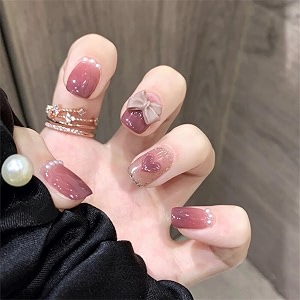 fashionharbour 24 reusable artificial fake nail set lightweight amp long lasting easy to use quick fix for festivals amp special occasions 0lf014