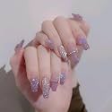 Fashionharbour 24 Reusable Artificial Fake Nail Set| Lightweight &amp; Long Lasting| Easy To Use| Quick Fix For Festivals &amp; Special Occasions