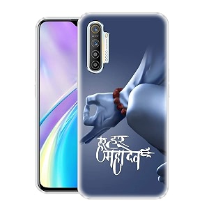 Fashionury inchHAR HAR MAHADEV Blue Designer Printed