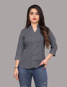 FASHIONYOURSTYLE Women Regular Fit Solid Spread Collar Formal Shirt