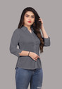 FASHIONYOURSTYLE Women Regular Fit Solid Spread Collar Formal Shirt