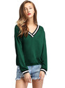FashMind Striped Women V Neck Green T-Shirt