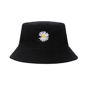 bucket hat daisy flower embroidered beach summer cap sun protection outdoor hats for women