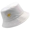 Bucket Hat Daisy Flower Embroidered Beach Summer Cap, Sun Protection Outdoor Hats for Women