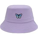 Bucket Hat Daisy Flower Embroidered Beach Summer Cap, Sun Protection Outdoor Hats for Women