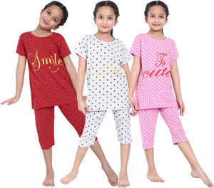 fasla kids nightwear baby girls printed cotton blend