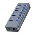Fast Speed 7 Port USB3.0 Data Hubs Splitter with Individual Power Switches for PC Laptop and More