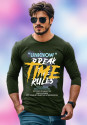 FastColors Men Printed Round Neck Cotton Blend Dark Green T-Shirt