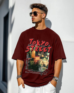 FastColors Printed Men Round Neck Maroon T-Shirt