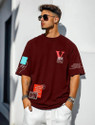 FastColors Printed Men Round Neck Maroon T-Shirt