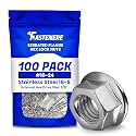 Fastenere Serrated Flange Nuts – #10-24 (100-Pack), Durable Stainless Steel 18-8 Hex Lock Hardware Nuts, Corrosion-Resistant, Coarse Plain Finish for Home, Automotive & Industrial Use
