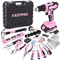 FASTPRO 20V Pink Drill Set for Women, Home Tool Kit with Tool Box