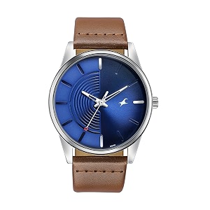Fastrack Stunners Quartz Analog Blue Dial Leather Strap Watch for Guys ...