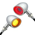 FATECIM 2X Motorcycle LED Bullet Tail Lights Turn Signals Running Brake Lights with Visor Motorbike Taillights Rear Blinkers Indicators for Bobber Harley Honda Yamaha Suzuki Kawasaki Chopper Chrome