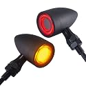 FATECIM 2X Motorcycle LED Bullet Tail Lights Turn Signals Running Brake Light Heavy Duty Motorbike Rear Blinker Indicators for Bobber Harley Honda Yamaha Suzuki Kawasaki Cruiser Chopper Black