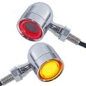 FATECIM 2X Motorcycle LED Bullet Tail Lights Turn Signals Running Brake Light Heavy Duty Motorbike Rear Blinker Indicator for Bobber Harley Honda Yamaha Suzuki Kawasaki Cruiser Chopper Chrome