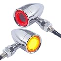 FATECIM 2X Motorcycle LED Bullet Tail Lights Turn Signals Running Brake Light Heavy Duty Motorbike Rear Blinker Indicator for Bobber Harley Honda Yamaha Suzuki Kawasaki Cruiser Chopper Chrome