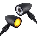 FATECIM 2X Motorcycle LED Front Turn Signals Running Driving Light Heavy Duty Motorbike White Amber Light Blinkers Indicators for Bobber Harley Honda Yamaha Suzuki Kawasaki Cruiser Chopper Black