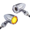 FATECIM 2X Motorcycle LED Front Turn Signals Running Driving Light Heavy Duty Motorbike White Amber Light Blinkers Indicators for Bobber Harley Honda Yamaha Suzuki Kawasaki Cruiser Chopper Chrome